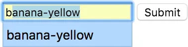 A text field with a yellow background and the autofill suggestion list shown