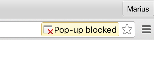 Google Chrome: "Pop-up blocked" warning