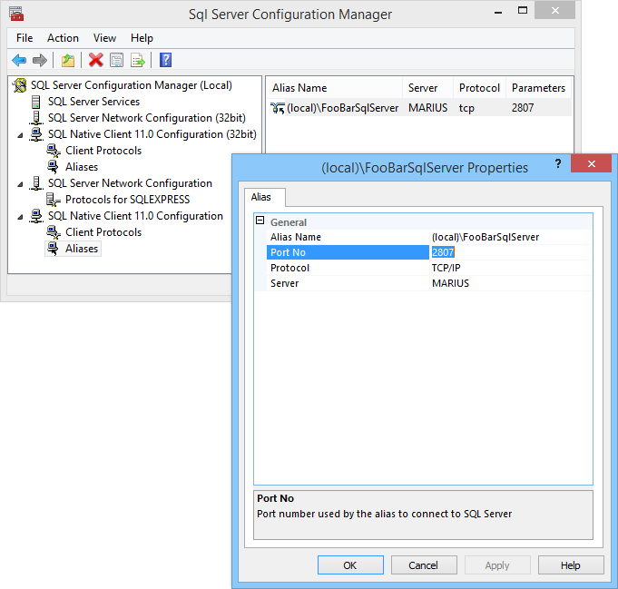 SQL Server Alias Configuration