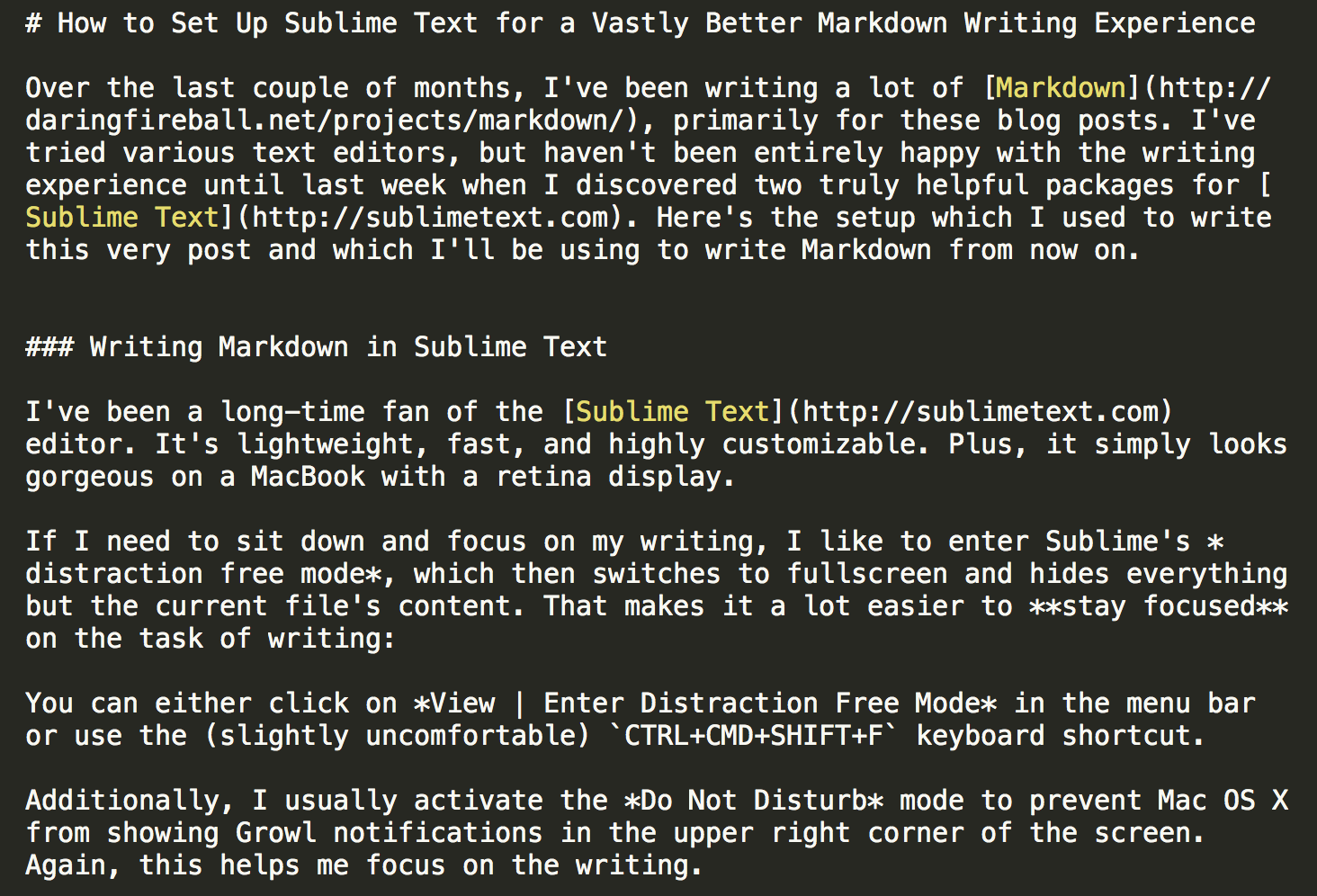 Markdown without syntax highlighting in Sublime Text